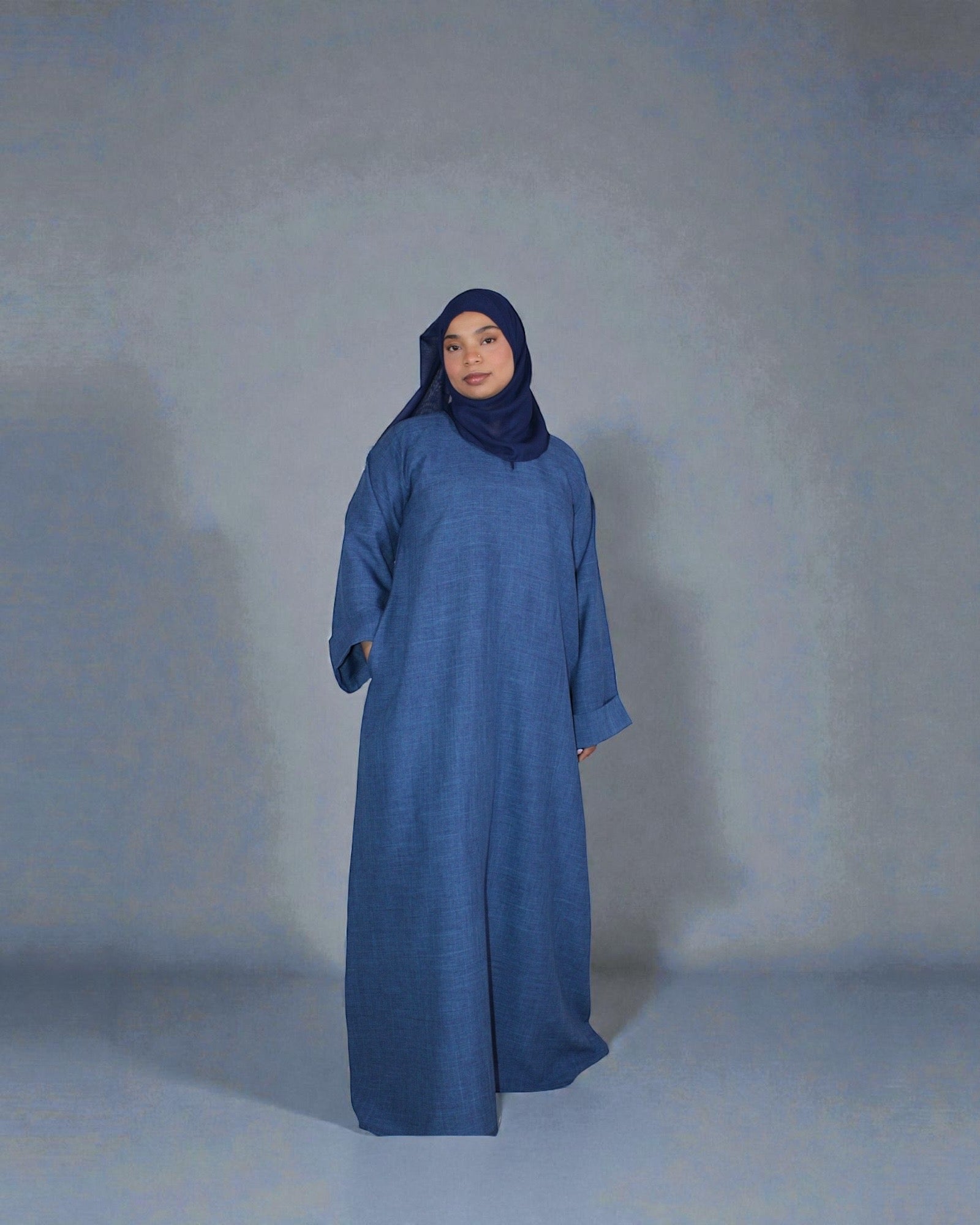 linen abaya with pockets