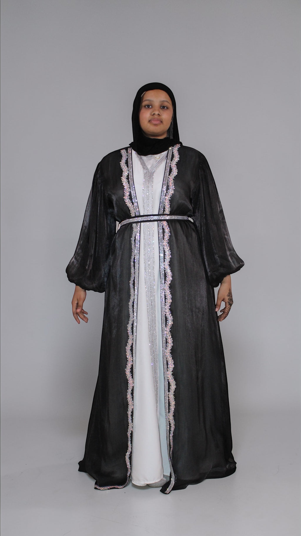 Mother Daughter 3-Piece Organza Abaya