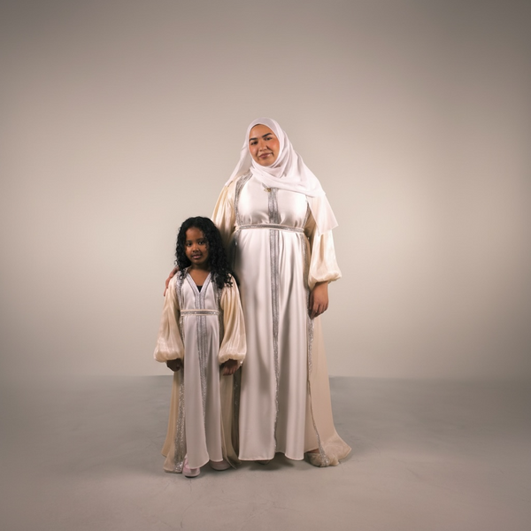 Mother Daughter 3-Piece Organza Abaya