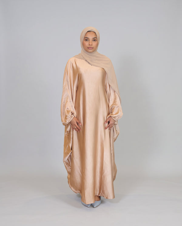 Butterfly Abaya in Gold, front view