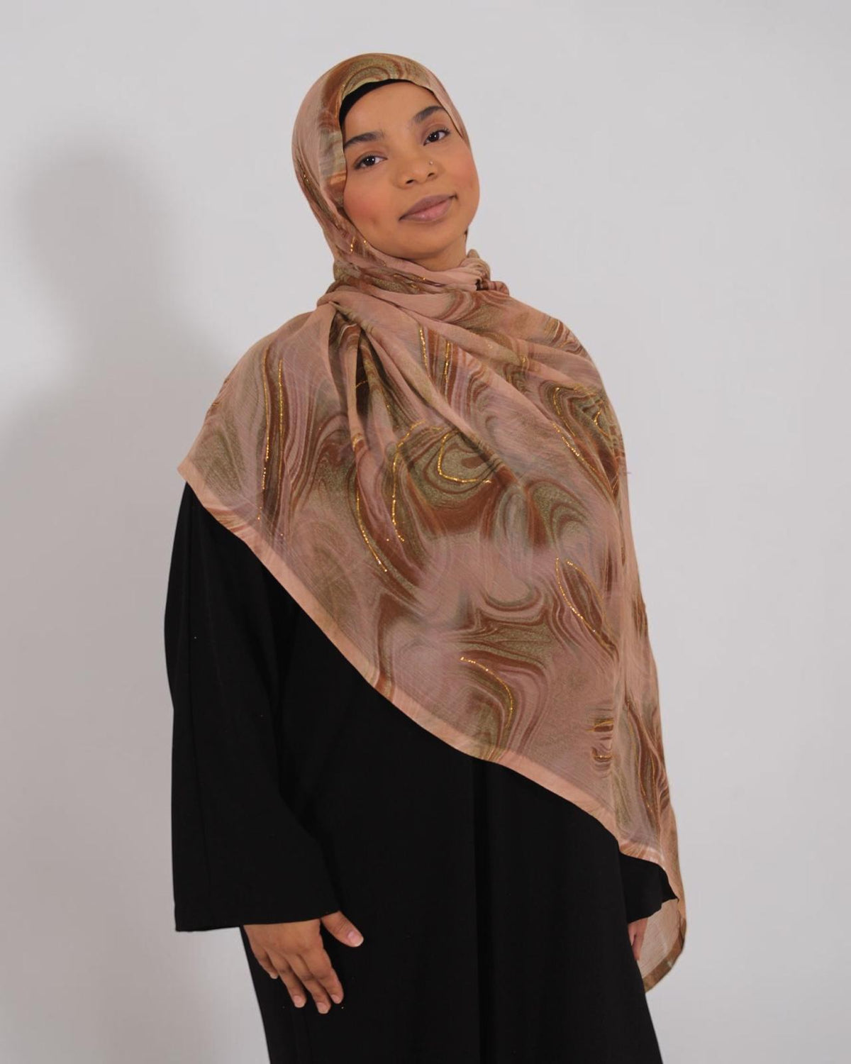 Chiffon Hijab Marble in Copper Vein, front