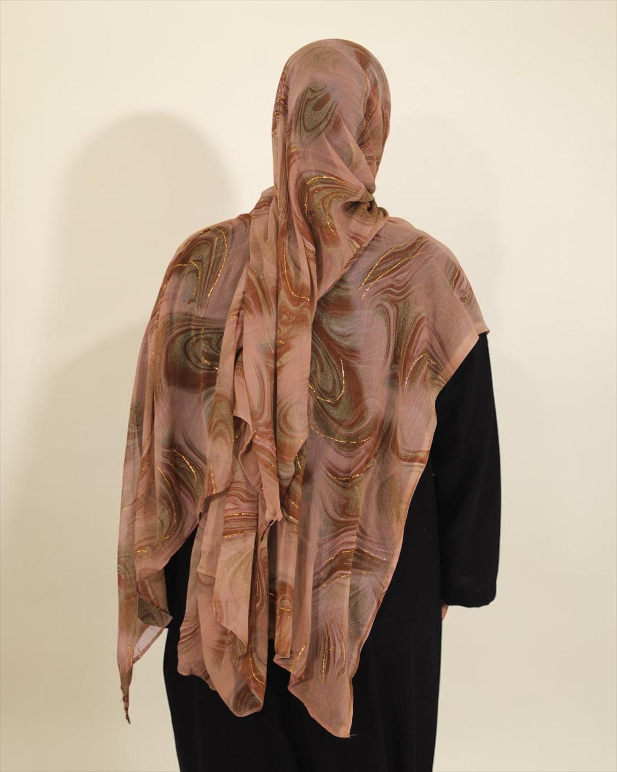 Chiffon Hijab Marble in Copper Vein, back