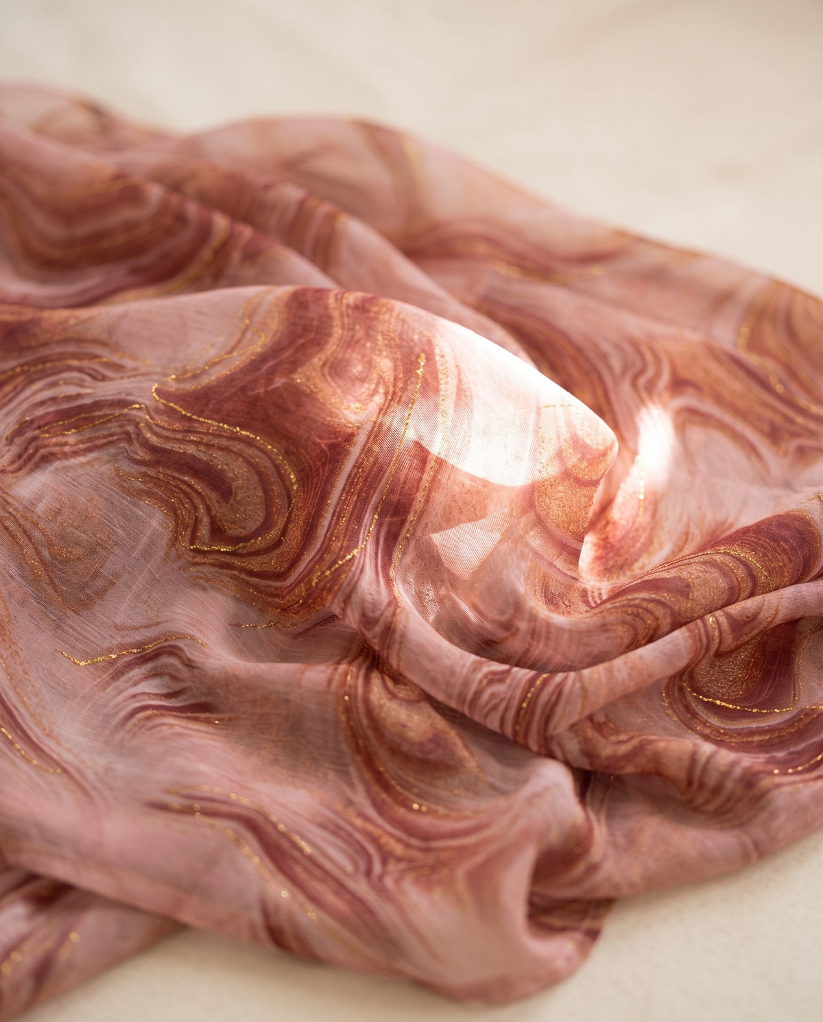 Chiffon Hijab Marble in Maple Marble, fabric detail