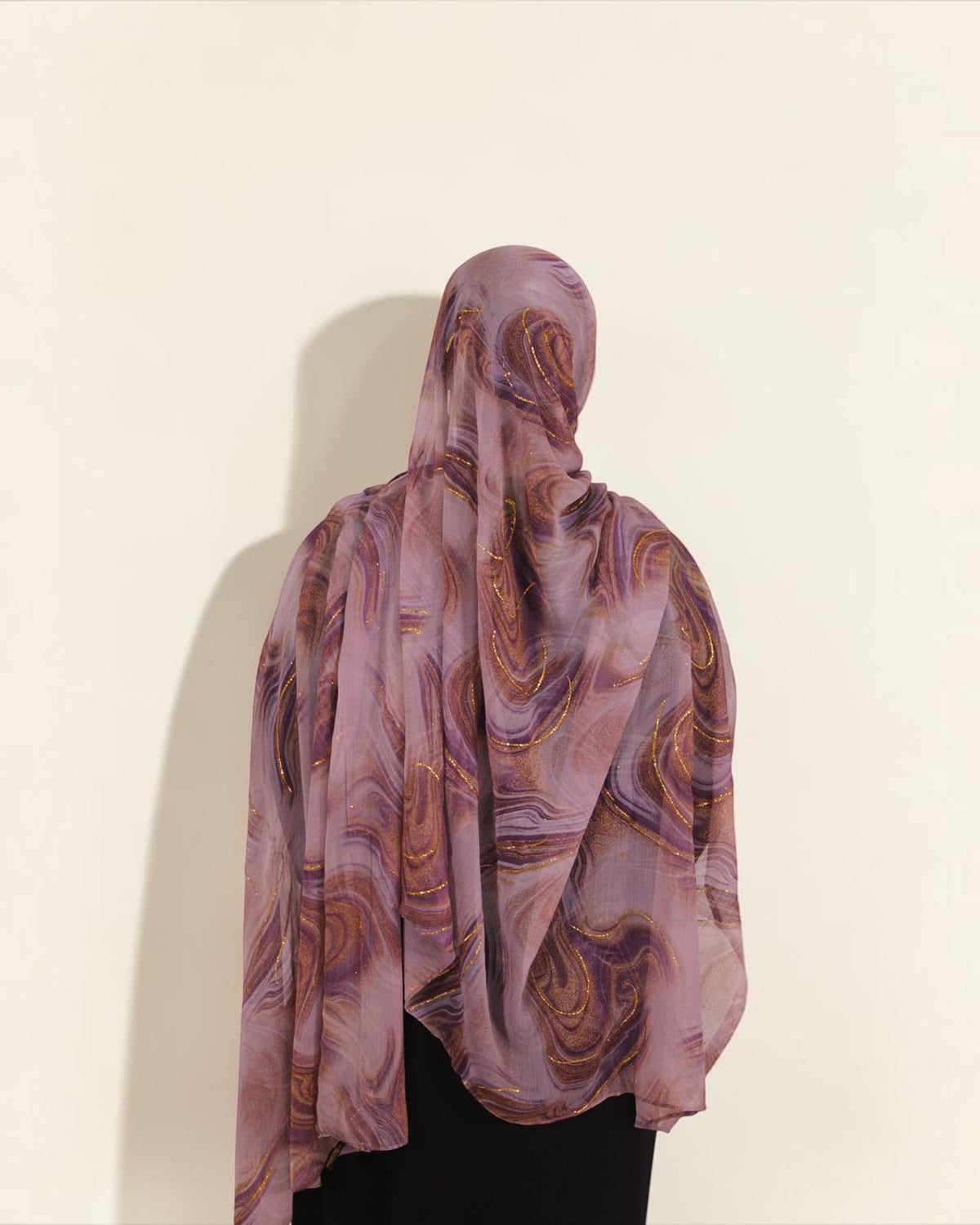 Chiffon Hijab Marble in Lavender Mist, back