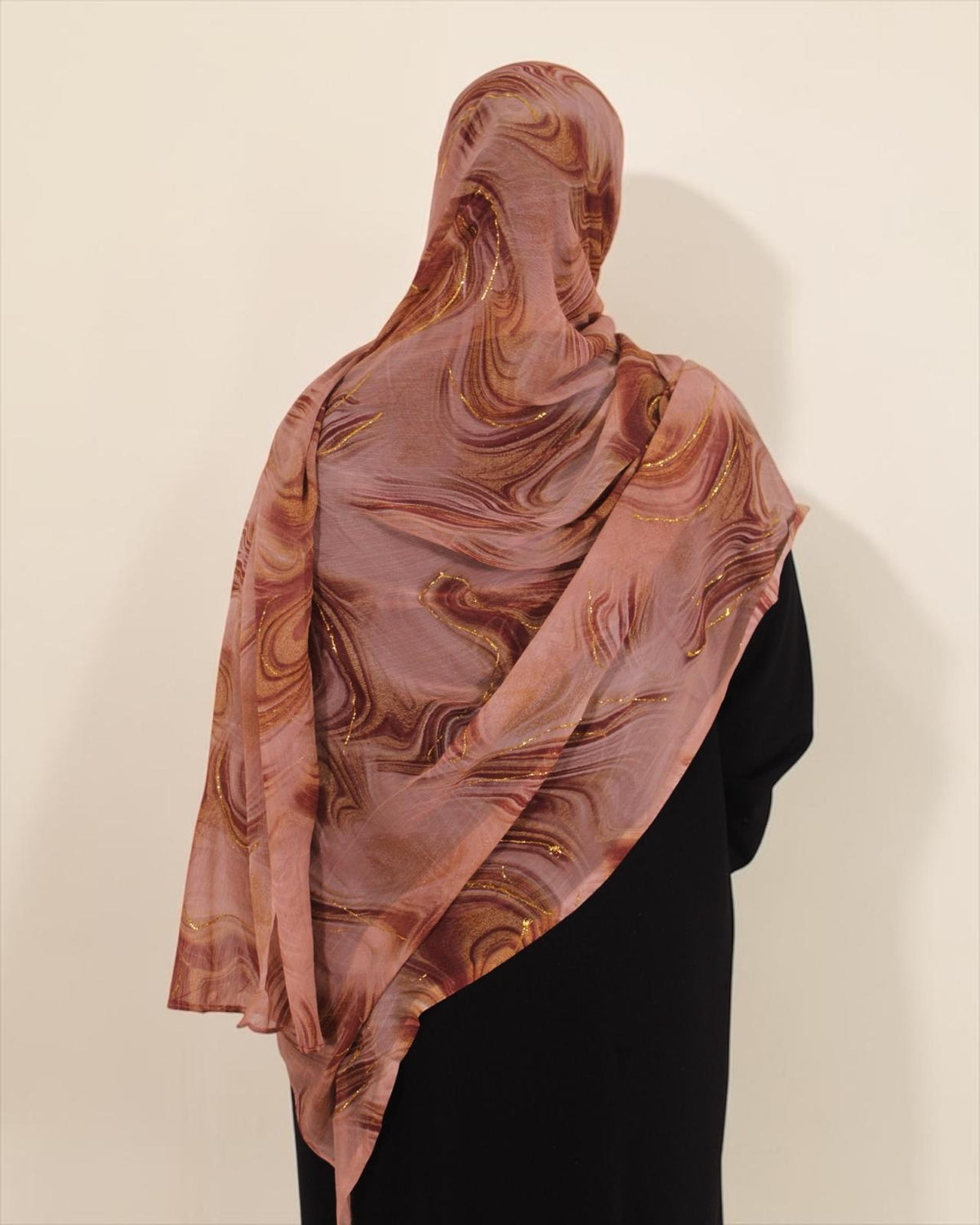 Chiffon Hijab Marble in Maple Marble, back