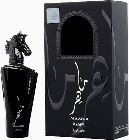 Maahir Black Edition lattafa (perfume) at Hayat's Fashion Houston